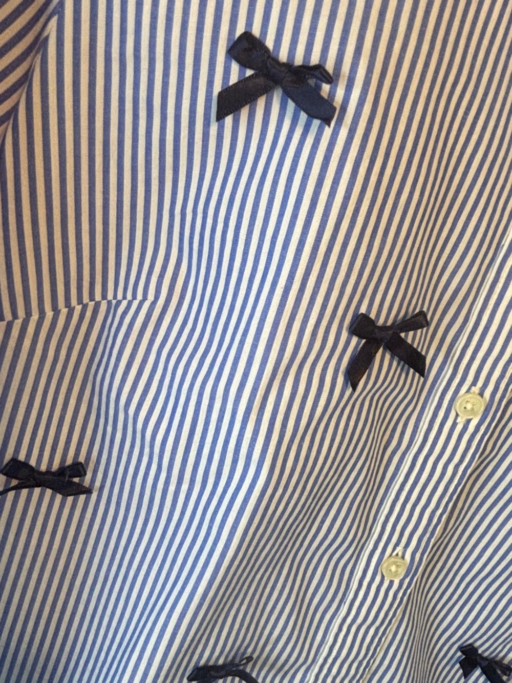 J.Crew Blue White Striped Bow Detail Button Down Shirt | Classic Preppy Chic - Picture 4 of 10